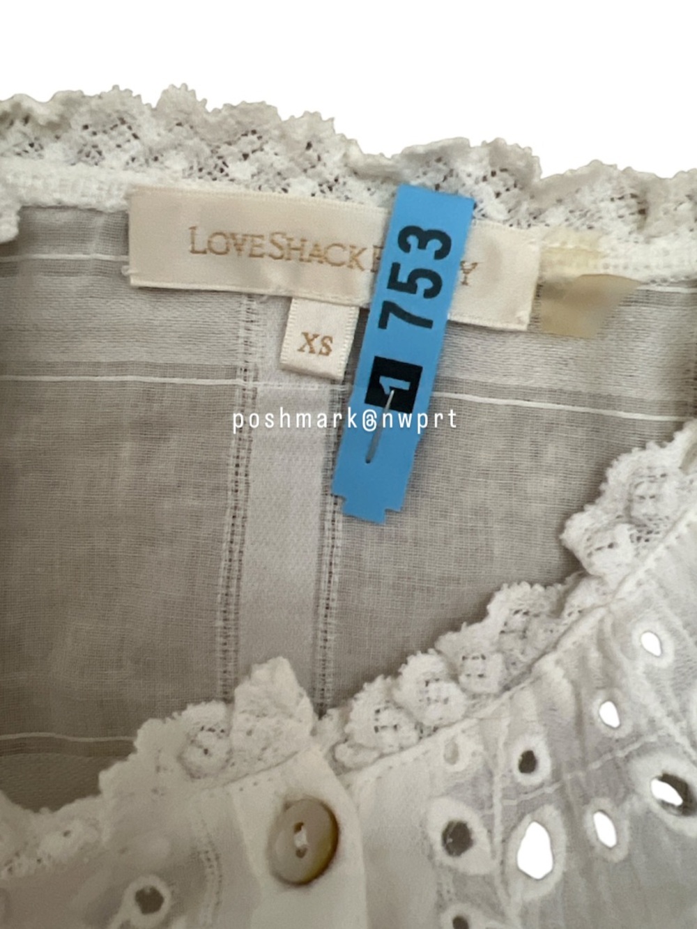 LoveShackFancy Luanne Eyelet Boho Tank Top Blouse White XS - Picture 6 of 12